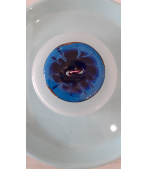 Bouton coco laqué bicolore bleu roi/marine 30mm