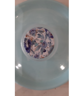 Bouton coco imprimé fleurs bleues 30mm